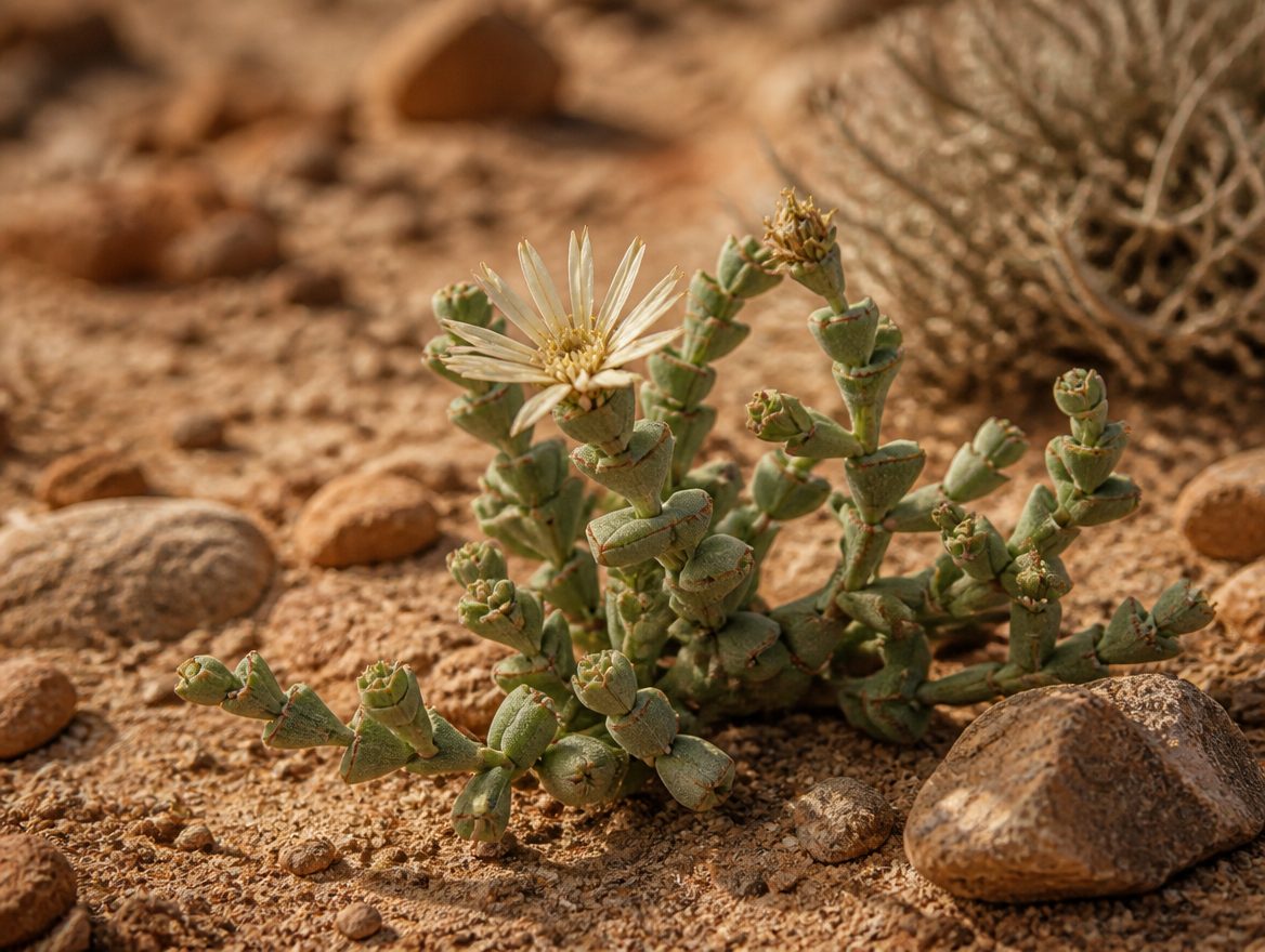 Sceletium tortuosum growing among rocks in the Karoo, South Africa